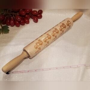 New Embossed Pickup Truck Holiday Wood Rolling Pin Pastry Dough Engraved Design